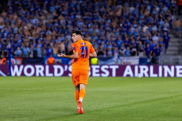 Milot Avdyli of Celje seen during UEFA Champions league first play-off game between teams of SK Slovan Bratislava and Celje (Dominika Kortvelyesiova Ball Raw Images) Bratislava Tehelne Pole stadium Slovakia Copyright: xDominikaxKortvelyesiovax DKR_6023