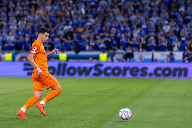 Milot Avdyli of Celje seen during UEFA Champions league first play-off game between teams of SK Slovan Bratislava and Celje (Dominika Kortvelyesiova Ball Raw Images) Bratislava Tehelne Pole stadium Slovakia Copyright: xDominikaxKortvelyesiovax DKR_6041