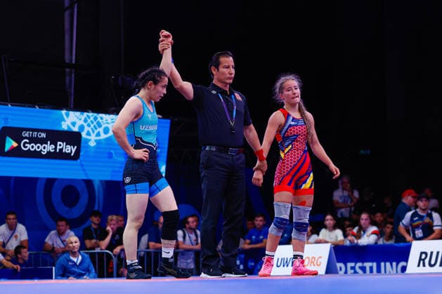 U20 World Championships 50kg WW - Nilufar Nurmukhammadova (UZB) df. Diana Luminita Voiculescu (ROU) *** U20 World Championships, 50 kg Open Weight: Nilufar Nurmukhammadova (UZB) vs. Diana Luminita Voiculescu (ROU) Copyright: xKostadinxAndonovx