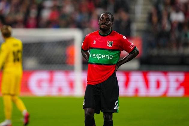 NIJMEGEN , 19-08-2026 , Stadium De Goffert , season 2026 2027 , UEFA Champions League play-offs 1st leg football , match between NEC Nijmegen and Bodo Glimt , picture shows NEC player Brayann Pereira NEC - Bodo Glimt  x205854850x Copyright: