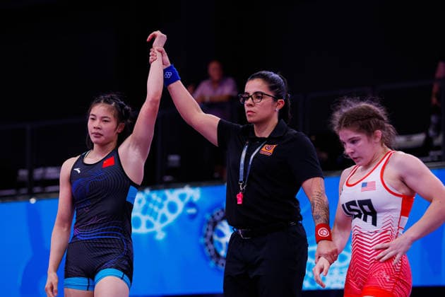 U20 World Championships 53kg WW - Yuxuan Li (CHN) df. Taylor Whiting (USA) *** U20 World Championships, 53kg Open Weight: Yuxuan Li (CHN) def. Taylor Whiting (USA) Copyright: xKostadinxAndonovx
