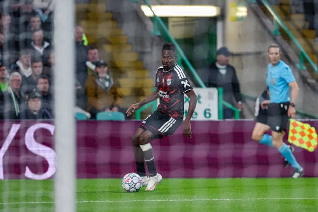 SOCCER - UEFA CL, Celtic vs LASK GLASGOW,SCOTLAND,19.AUG.26 - SOCCER - UEFA Champions League, play-off, Celtic Glasgow vs Linzer ASK. Image shows Moses Usor (LASK).  GEPAxpictures xManuelxBinder
