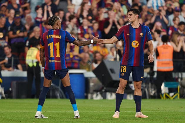 ESP: La Festa del Gamper Estrella Damm FC Barcelona, Barca v Al-Ahly Raphinha of FC Barcelona and Gerard Martin of FC Barcelona during friendly match Joan Gamper Trophy 2026 La Festa del Gamper Estrella Damm FC Barcelona v Al-Ahly played at Spotify Camp Nou Stadium in Barcelona on August 19th, 2026 in Spain Barcelona Spain Futbol *** ESP La Festa del Gamper Estrella Damm: FC Barcelona vs. Al Ahly — Raphinha of FC Barcelona and Gerard Martin of FC Barcelona during the 2026 Joan Gamper Trophy friendly match. La Festa del Gamper Estrella Damm: FC Barcelona vs. Al Ahly was played at Spotify Camp Nou Stadium in Barcelona on August 19, 2026 in Barcelona, Spain. Soccer Copyright: xGerardxFrancox xAgenciaxLOFx
