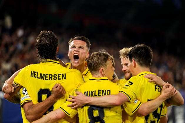 NIJMEGEN, NETHERLANDS - AUGUST 19: Odin Bjortuft of FK Bodo Glimt celebrates his team s third goal during the UEFA Champions League 2026 27 play-offs first leg match between N.E.C. Nijmegen and FK Bodo Glimt at Goffertstadion on August 19, 2026 in Nijmegen, Netherlands.  Copyright: xRenexNijhuis MBxMediax