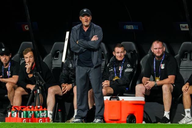 NIJMEGEN, NETHERLANDS - AUGUST 19: NEC Nijmegen head coach Dick Schreuder looks on during the UEFA Champions League 2026 27 play-offs first leg match between N.E.C. Nijmegen and FK Bodo Glimt at Goffertstadion on August 19, 2026 in Nijmegen, Netherlands.  Copyright: xRenexNijhuis MBxMediax