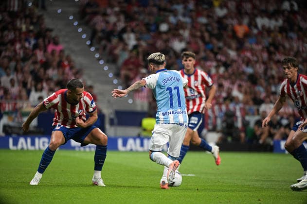 ESP: Atletico de Madrid vs Malaga CF - La Liga EA Sports MADRID, SPAIN - AUGUST 19: Joaquin Munoz of Malaga CF during the match between AtlÃ tico de Madrid and Malaga CF of La Liga EA Sports on August 19, 2026 at Riyadh Air Metropolitano Stadium in Madrid, Spain. (Photo by Samuel Carreno) Madrid Madrid Madrid Spain Copyright: xSamuelxCarrenox samcargad_190826_66-14