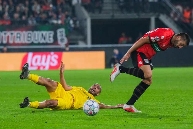Champions League-kvalifisering, playoff: NEC Nijmegen - Bodo Glimt Nijmegen 20260819. Bodo Glimts Haitam Aleesami under playoff-kampen i Champions League-kvalifiseringen mellom mellom NEC Nijmegen og Bodo Glimt pa Goffertstadion. Foto: Patrick Post NTB Nijmegen Nederland EDITORIAL USE ONLY. RESTRICTED USE FOR BETTING COMPANIES Ref:_SPOsp1YJTeSjmU.jpg *** Champions League Qualifying, Playoff: NEC Nijmegen vs. Bodo Glimt, Nijmegen, August 19, 2026. Bodo Glimt’s Haitam Aleesami during the Champions League qualifying playoff match between NEC Nijmegen and Bodo Glimt at Goffert Stadium. Photo: Patrick Post, NTB, Nijmegen, Netherlands. EDITORIAL USE ONLY. RESTRICTED USE FOR BETTING COMPANIES  Copyright: xPatrickxPostx xNTBx