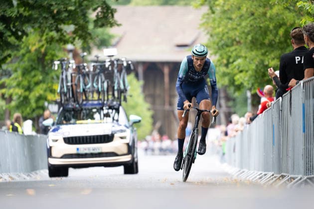 Lidl Deutschland Tour, Prolog, 19.08.2026 Fran MiholjeviÄ‡ (HRV, Bahrain - Victorious) Bad Orb Germany *** Lidl Germany Tour, Prologue, August 19, 2026 Fran Miholjevic (HRV), Bahrain Victorious, Bad Orb, Germany Copyright: xCarlaxHilgerx