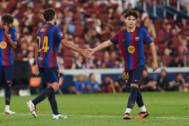 ESP: La Festa del Gamper Estrella Damm FC Barcelona, Barca v Al-Ahly Eric Garcia of FC Barcelona and Hector Fort of Barcelona during friendly match Joan Gamper Trophy 2026 La Festa del Gamper Estrella Damm FC Barcelona v Al-Ahly played at Spotify Camp Nou Stadium in Barcelona on August 19th, 2026 in Spain Barcelona Spain Futbol *** ESP La Festa del Gamper Estrella Damm: FC Barcelona vs. Al Ahly Eric Garcia of FC Barcelona and Hector Fort of Barcelona during the 2026 Joan Gamper Trophy friendly match. La Festa del Gamper Estrella Damm: FC Barcelona vs. Al Ahly was played at Spotify Camp Nou Stadium in Barcelona on August 19, 2026 in Barcelona, Spain. Soccer Copyright: xGerardxFrancox xAgenciaxLOFx