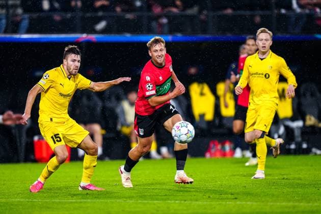 NIJMEGEN , 19-08-2026 , Stadium De Goffert , season 2026 2027 , UEFA Champions League play-offs 1st leg football , match between NEC Nijmegen and Bodo Glimt , picture shows NEC player Kaj Sierhuis NEC - Bodo Glimt  x205855659x Copyright: