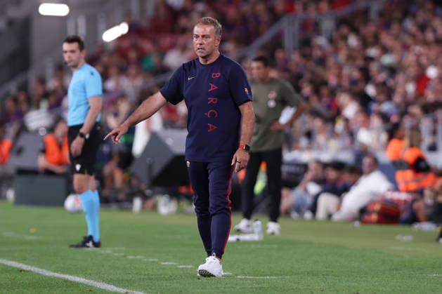August 19, 2026, Barcelona, Barcelona, SPAIN: Hansi Flick, head coach of FC Barcelona, Barca gestures during the Joan Gamper Trophy, football match played between FC Barcelona and Al-Ahly FC at Spotify Camp Nou stadium on August 19, 2026 in Barcelona, Spain. Barcelona SPAIN - ZUMAa181 20260819_zaa_a181_095 Copyright: xJavierxBorregox