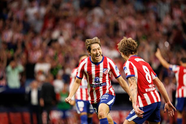 Lee Kang-in seen celebrating after scoring goal during LaLiga EA SPORTS 2026 2027 game between teams of Atletico de Madrid and Malaga CF (Maciej Rogowski Ball Raw Images) Madrid Estadio Civitas Metropolitano Spain Copyright: xMaciejxRogowskix maciejrogowski_atletico_malaga_2627_small-10