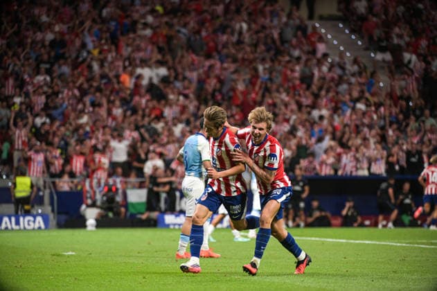 ESP: Atletico de Madrid vs Malaga CF - La Liga EA Sports MADRID, SPAIN - AUGUST 19: Kang-in Lee of Atletico de Madrid score a goal and celebrate it during the match between AtlÃ tico de Madrid and Malaga CF of La Liga EA Sports on August 19, 2026 at Riyadh Air Metropolitano Stadium in Madrid, Spain. (Photo by Samuel Carreno) Madrid Madrid Madrid Spain Copyright: xSamuelxCarrenox samcargad_190826_06-2