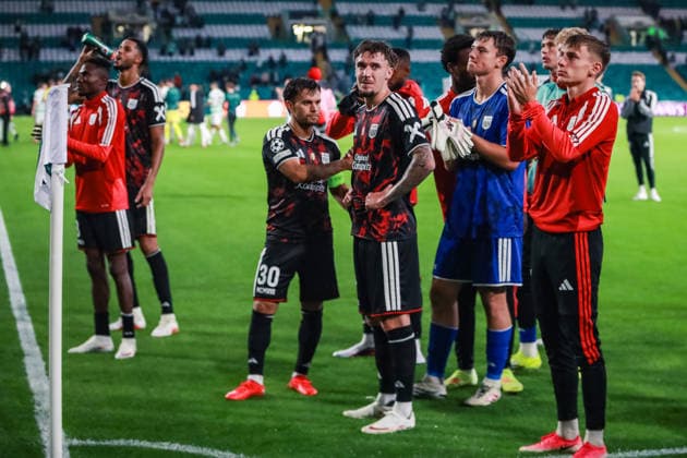 SOCCER - UEFA CL, Celtic vs LASK GLASGOW,SCOTLAND,19.AUG.26 - SOCCER - UEFA Champions League, play-off, Celtic Glasgow vs Linzer ASK. Image shows the team of LASK.  GEPAxpictures xManuelxBinder