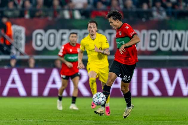 NIJMEGEN - N.E.C. Nijmegen verdediger Tobias Storm tijdens de UEFA Champions League wedstrijd tussen N.E.C. en FC Bodo Glimt in Gofferpark op 19 augustus 2026 in Nijmegen, Nederland. - *** NIJMEGEN N E C Nijmegen defender Tobias Storm during the UEFA Champions League match between N E C and FC Bodo Glimt at Gofferpark on August 19, 2026, in Nijmegen, the Netherlands