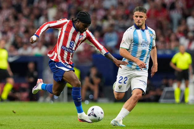 ATLETICO DE MADRID v MALAGA CF. LA LIGA 2026 2027. ROUND 1. Atletico de Madrid s Ademola Lookman (l) and Malaga CF s Dani Lorenzo during La Liga match. August 19, 2026. (ALTERPHOTOS Acero) MadridSpain  Copyright: xAcerox