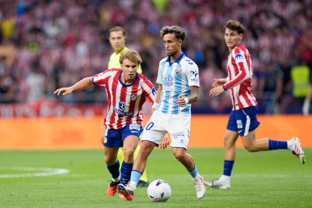 August 19, 2026, Madrid, Madrid, Spain: David Larrubia of Malaga CF in action during the Spanish League, LaLiga EA Sports, football match played between Atletico de Madrid and Malaga CF at Riyadh Air Metropolitano stadium on August 19, 2026, in Madrid, Spain. Madrid Spain - ZUMAa181 20260819_zaa_a181_195 Copyright: xOscarxJ.xBarrosox