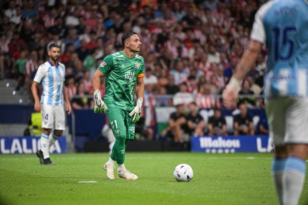 ESP: Atletico de Madrid vs Malaga CF - La Liga EA Sports MADRID, SPAIN - AUGUST 19: Alfonso Herrero of Malaga CF during the match between AtlÃ tico de Madrid and Malaga CF of La Liga EA Sports on August 19, 2026 at Riyadh Air Metropolitano Stadium in Madrid, Spain. (Photo by Samuel Carreno) Madrid Madrid Madrid Spain Copyright: xSamuelxCarrenox samcargad_190826_141-34