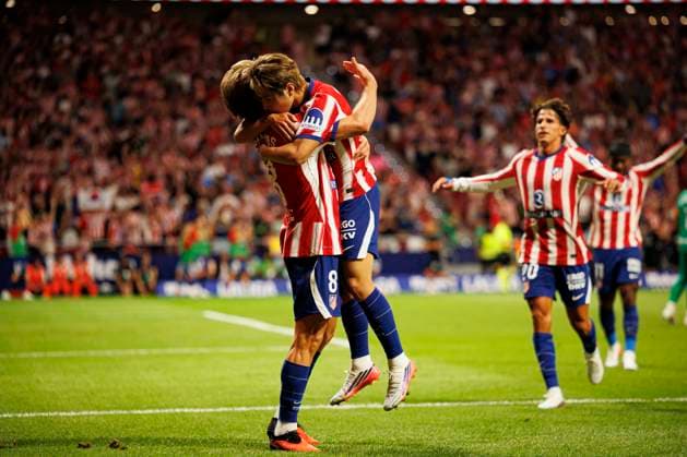 August 19, 2026, Madrid, Spain: Lee Kang-in and Pablo Barrios (Atletico de Madrid) seen in action celebrating after scoring goal during LaLiga EA SPORTS 26 27 game between teams of Atletico de Madrid and Malaga CF in Madrid, Spain - 19 Aug 2026.Atlo tico de Madrid opened their LaLiga campaign with a 2-0 victory over MoÂ¡laga at the Metropolitano. Second-half substitutes Kang-in Lee and oÂlex Baena scored spectacular goals in the 70th and 85th minutes respectively, securing all three points for Diego SimeoneÃ¢â‚¬â ¢s side after a closely contested match. Final score 2:0 Madrid Spain - ZUMAs197 20260819_aaa_s197_047 Copyright: xMaciejxRogowskix