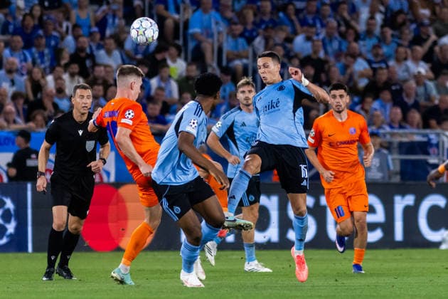 Rahim Ibrahim of SK Slovan Bratislava and Svetozar Markovic of SK Slovan Bratislava seen during UEFA Champions league first play-off game between teams of SK Slovan Bratislava and Celje (Dominika Kortvelyesiova Ball Raw Images) Bratislava Tehelne Pole stadium Slovakia Copyright: xDominikaxKortvelyesiovax DKOR2027