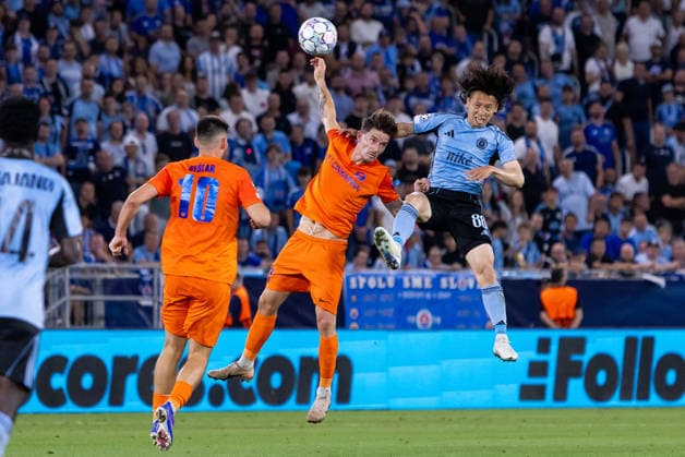 Daiki Matsuoka of SK Slovan Bratislava seen during UEFA Champions league first play-off game between teams of SK Slovan Bratislava and Celje (Dominika Kortvelyesiova Ball Raw Images) Bratislava Tehelne Pole stadium Slovakia Copyright: xDominikaxKortvelyesiovax DKR_6198