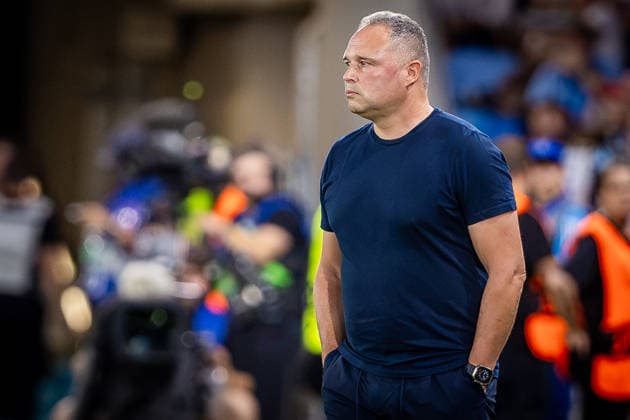 SLOVAN BRATISLAVA - CELJE Head oach of Celje Vitor Campelos during the first leg of play off round of UEFA Champions league football match between SK SLovan Bratislava and Celje at the Tehelne Pole Narodny futbalovy stadion. Bratislava, Slovakia, August 19, 2026. Copyright: xx 080A8689