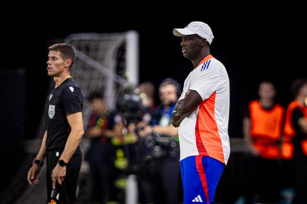 SLOVAN BRATISLAVA - CELJE Head coach of Slovan Yaya Toure during the first leg of play off round of UEFA Champions league football match between SK SLovan Bratislava and Celje at the Tehelne Pole Narodny futbalovy stadion. Bratislava, Slovakia, August 19, 2026. Copyright: xx 080A8865
