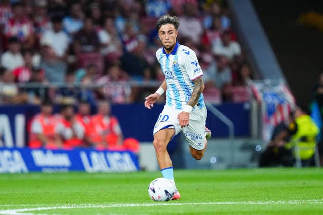 Atletico Madrid Vs Malaga CF in Madrid, Spain - 19 AUG 2026. David Larrubia of Malaga CF seen in action during the LaLiga EA Sports match between Atletico Madrid and Malaga CF at Metropolitano Stadium. Final Score; Atletico Madrid 2:0 Malaga CF. Madrid Spain Copyright: xGokhanxTanerx xSOPAxImagesx GokhanTaner_LaLiga_ATMvMAL_Madrid_ESP_19082026_00014
