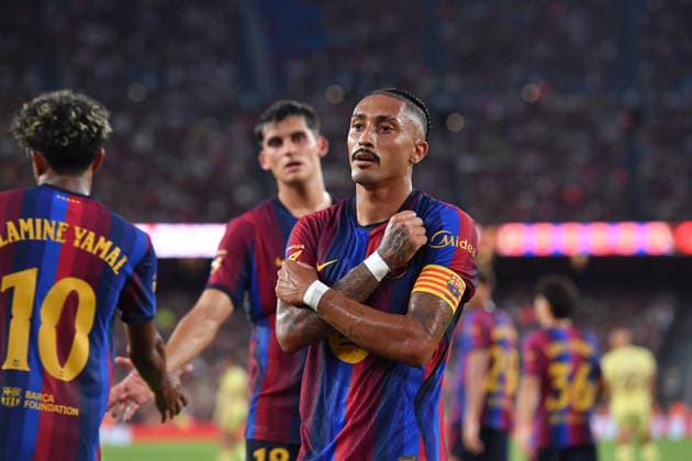 FC Barcelona, Barca v AL-AHLY FC SPOTIFY CAMP NOU. BARCELONA Aug 19,2026 FC BARCELONA vs AL-ALHY FC AUG 19 ,2026 Raphina (11) of FC Barcelona celebrates scoring his team s second goal during the match between FC Barcelona and Al-Alhy FC corresponding to the Joan Gamper Trophy at Spotify Camp Nou in Barcelona, Spain. Barcelona ESP Copyright: xS.xRosx