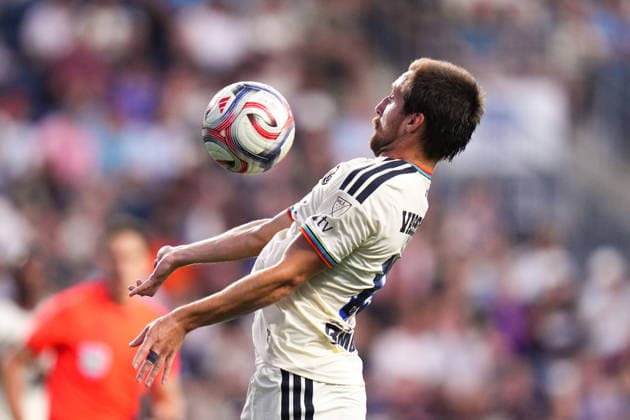 August 19, 2026: Philadelphia Union Midfielder Indiana Vassilev (19) controls the ball during the first half of an MLS, Fussball Herren, USA match against Inter Miami at Subaru Park in Chester, Pennsylvania. CSM Chester United States of America - ZUMAc04_ 20260819_zma_c04_092 Copyright: xKylexRoddenx