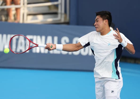 August 19, 2026, Mason, Ohio, USA: BRANDON NAKASHIMA of USA during the match against N. Borges of Portugal in the fourth round of tennis tournament ATP, Tennis Herren 1000 Cincinnati Open in Mason, USA. Nakashima won 6:3, 6:7 (5-7), 6:3. Mason USA - ZUMAc278 20260819_zsp_c278_066 Copyright: xMarcinxCholewinskix