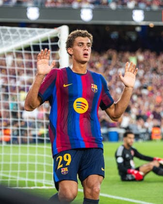 (260820) -- BARCELONA, Aug. 20, 2026 -- FC Barcelona, Barca s Hamza Abdelkarim celebrates his goal during the 61st Joan Gamper Trophy football match between FC Barcelona and Al Ahly FC in Barcelona, Spain, Aug. 19, 2026. (Photo by Xinhua) (SP)SPAIN-BARCELONA-FOOTBALL-JOAN GAMPER TROPHY-BARCELONA VS AL AHLY JoanxGosa 