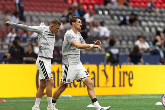 Mateusz Bogusz and Agustin Resch seen during MLS, Fussball Herren, USA game between teams of Vancouver Whitecaps and Houston Dynamo FC (Gael Amador Ball Raw Images) Vancouver BC Place Canada Copyright: xGaelxAmadorx Whitecaps_VS_Houston0004