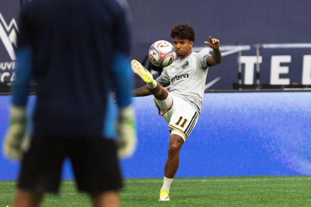 Lawrence Ennali seen during MLS, Fussball Herren, USA game between teams of Vancouver Whitecaps and Houston Dynamo FC (Gael Amador Ball Raw Images) Vancouver BC Place Canada Copyright: xGaelxAmadorx Whitecaps_VS_Houston0011