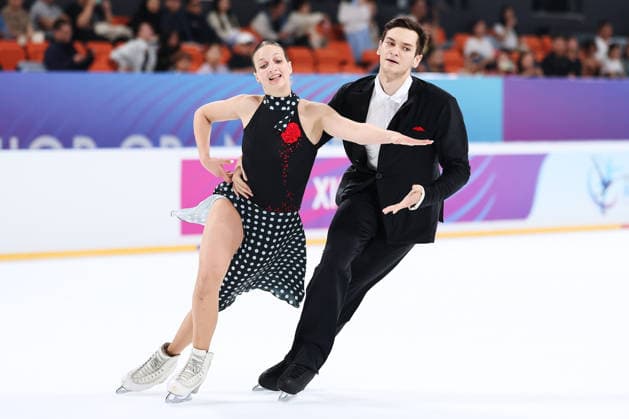 XI AN, CHINA - AUGUST 20: Varvara Rauhen and Mikhail Prusiankou perform in the Junior Ice Dance rhythm dance on day 1 of the ISU Figure skating, Eiskunstlauf Junior Grand Prix Xi an 2026 on August 20, 2026 in Xi an, Shaanxi Province of China.  Copyright: xVCGx 111661021836
