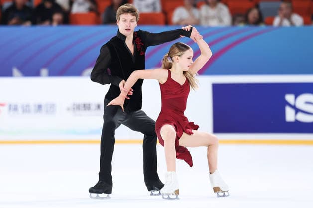 XI AN, CHINA - AUGUST 20: Mariia Fefelova and Artem Valov perform in the Junior Ice Dance rhythm dance on day 1 of the ISU Figure skating, Eiskunstlauf Junior Grand Prix Xi an 2026 on August 20, 2026 in Xi an, Shaanxi Province of China.  Copyright: xVCGx 111661022337