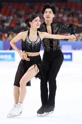 XI AN, CHINA - AUGUST 20: Leina You and Henrick Chan perform in the Junior Ice Dance rhythm dance on day 1 of the ISU Figure skating, Eiskunstlauf Junior Grand Prix Xi an 2026 on August 20, 2026 in Xi an, Shaanxi Province of China.  Copyright: xVCGx 111661022858