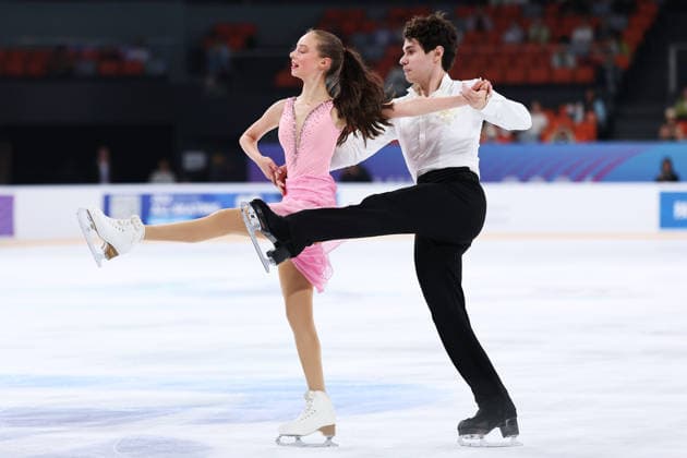 XI AN, CHINA - AUGUST 20: Rebecca Grace Lichtman and Blake Gilman perform in the Junior Ice Dance rhythm dance on day 1 of the ISU Figure skating, Eiskunstlauf Junior Grand Prix Xi an 2026 on August 20, 2026 in Xi an, Shaanxi Province of China.  Copyright: xVCGx 111661028418