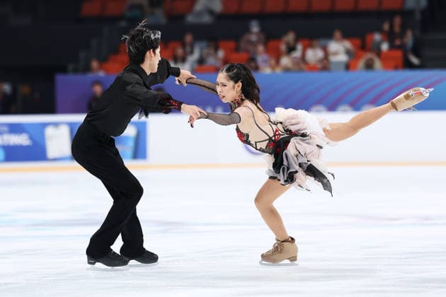 XI AN, CHINA - AUGUST 20: Yin Shanjie and Yang Shirui perform in the Junior Ice Dance rhythm dance on day 1 of the ISU Figure skating, Eiskunstlauf Junior Grand Prix Xi an 2026 on August 20, 2026 in Xi an, Shaanxi Province of China.  Copyright: xVCGx 111661028207