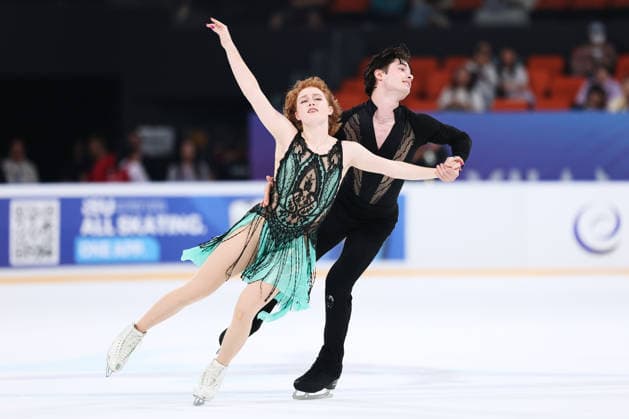 XI AN, CHINA - AUGUST 20: Dessie Abigail Hoewing-Moxley and Artyom Sladkov perform in the Junior Ice Dance rhythm dance on day 1 of the ISU Figure skating, Eiskunstlauf Junior Grand Prix Xi an 2026 on August 20, 2026 in Xi an, Shaanxi Province of China.  Copyright: xVCGx 111661029080