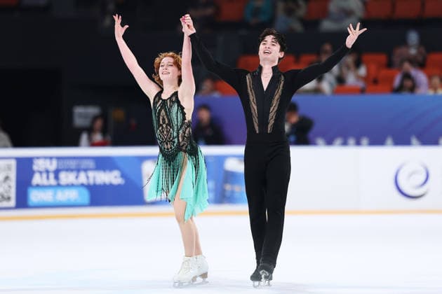 XI AN, CHINA - AUGUST 20: Dessie Abigail Hoewing-Moxley and Artyom Sladkov perform in the Junior Ice Dance rhythm dance on day 1 of the ISU Figure skating, Eiskunstlauf Junior Grand Prix Xi an 2026 on August 20, 2026 in Xi an, Shaanxi Province of China.  Copyright: xVCGx 111661029082