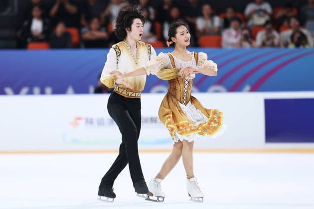 XI AN, CHINA - AUGUST 20: Xing Yuxuan and Han Wan Chau perform in the Junior Ice Dance rhythm dance on day 1 of the ISU Figure skating, Eiskunstlauf Junior Grand Prix Xi an 2026 on August 20, 2026 in Xi an, Shaanxi Province of China.  Copyright: xVCGx 111661028997