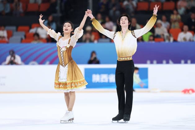 XI AN, CHINA - AUGUST 20: Xing Yuxuan and Han Wan Chau perform in the Junior Ice Dance rhythm dance on day 1 of the ISU Figure skating, Eiskunstlauf Junior Grand Prix Xi an 2026 on August 20, 2026 in Xi an, Shaanxi Province of China.  Copyright: xVCGx 111661029001