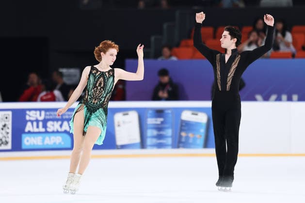 XI AN, CHINA - AUGUST 20: Dessie Abigail Hoewing-Moxley and Artyom Sladkov perform in the Junior Ice Dance rhythm dance on day 1 of the ISU Figure skating, Eiskunstlauf Junior Grand Prix Xi an 2026 on August 20, 2026 in Xi an, Shaanxi Province of China.  Copyright: xVCGx 111661029077
