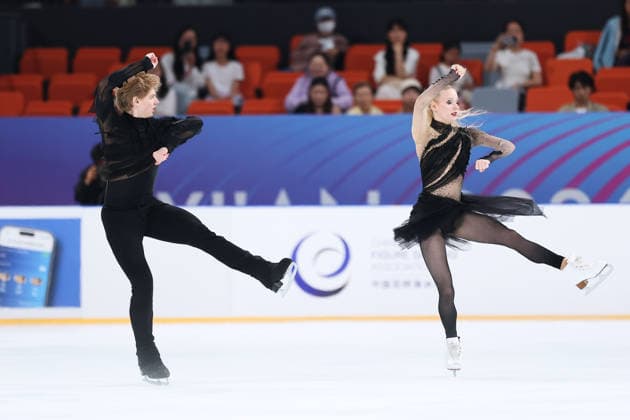 XI AN, CHINA - AUGUST 20: Annelise Stapert and Maxim Korotcov perform in the Junior Ice Dance rhythm dance on day 1 of the ISU Figure skating, Eiskunstlauf Junior Grand Prix Xi an 2026 on August 20, 2026 in Xi an, Shaanxi Province of China.  Copyright: xVCGx 111661028717