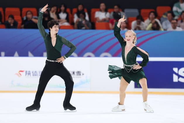 XI AN, CHINA - AUGUST 20: Lara Sundberg and Hector Gonzalez Elvira perform in the Junior Ice Dance rhythm dance on day 1 of the ISU Figure skating, Eiskunstlauf Junior Grand Prix Xi an 2026 on August 20, 2026 in Xi an, Shaanxi Province of China.  Copyright: xVCGx 111661028594
