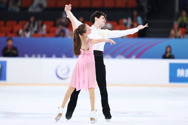 XI AN, CHINA - AUGUST 20: Rebecca Grace Lichtman and Blake Gilman perform in the Junior Ice Dance rhythm dance on day 1 of the ISU Figure skating, Eiskunstlauf Junior Grand Prix Xi an 2026 on August 20, 2026 in Xi an, Shaanxi Province of China.  Copyright: xVCGx 111661028425
