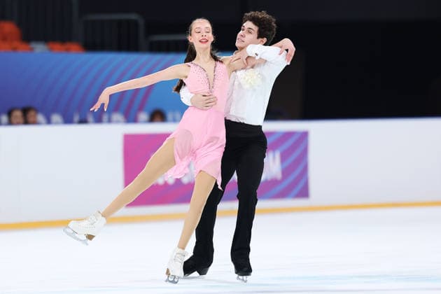 XI AN, CHINA - AUGUST 20: Rebecca Grace Lichtman and Blake Gilman perform in the Junior Ice Dance rhythm dance on day 1 of the ISU Figure skating, Eiskunstlauf Junior Grand Prix Xi an 2026 on August 20, 2026 in Xi an, Shaanxi Province of China.  Copyright: xVCGx 111661028421