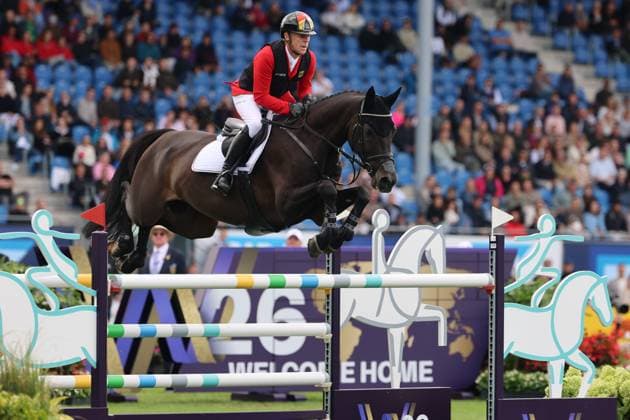Marcus Ehning (GER, Deutschland) mit Pferd Coolio 42 , Springen, FEI Jumping World Championship, WM, Weltmeisterschaft , FEI Jumping World Championship Second Competition Ð Team Final & Second Individual Qualifier, Mercedes-Benz Prize, Mercedes-Benz Prize, Einzel und Teamwertung, Jumping , AACHEN - FEI World Championships 2026, Weltfest des Pferdesports, Reitsport Weltmeisterschaft 2026, Aachen 2026, Welcome Home 2026, Aachener Soers, 11. bis 23. August 2026, Reitsport, 20.08.2026, Aachen Aachener Soers Deutschland *** Marcus Ehning (GER), Germany, riding Coolio 42, Show Jumping, FEI Jumping World Championship, FEI Jumping World Championship Second Competition—Team Final Second Individual Qualifier, Mercedes-Benz Prize, Mercedes-Benz Prize, Individual and Team Standings, Jumping, AACHEN FEI World Championships 2026, World Festival of Equestrian Sports, 2026 Equestrian World Championships, Aachen 2026, Welcome Home 2026, Aachen Soers, August 11–23, 2026, Equestrian Sports, August 20, 2026, Aachen Soers, Germany