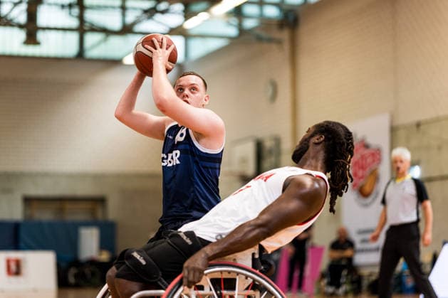 COLOGNE, GERMANY - AUGUST 20: Henley Cavanagh (Great Britain, 18) controls the ball during a mens Nations Cup Cologne match between Canada vs. Great Britain at Sporthalle am Bergischen Ring on August 20, 2026 in Cologne, Germany. North Rhine Westphalia Germany Copyright: xSteffiexWunderlx